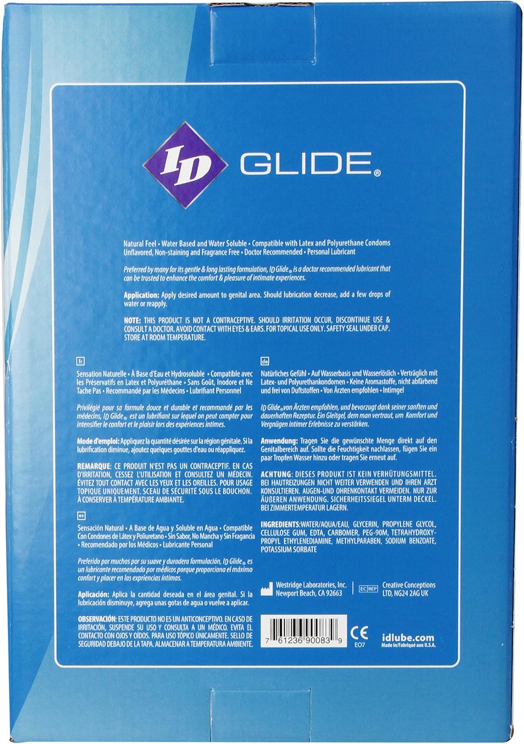 ID Lubricants Glide Natural Feel Water-Based Personal Lubricant, Unflavored, Unscented, 64 Fl Oz, (Pack of 1) Pack of 2