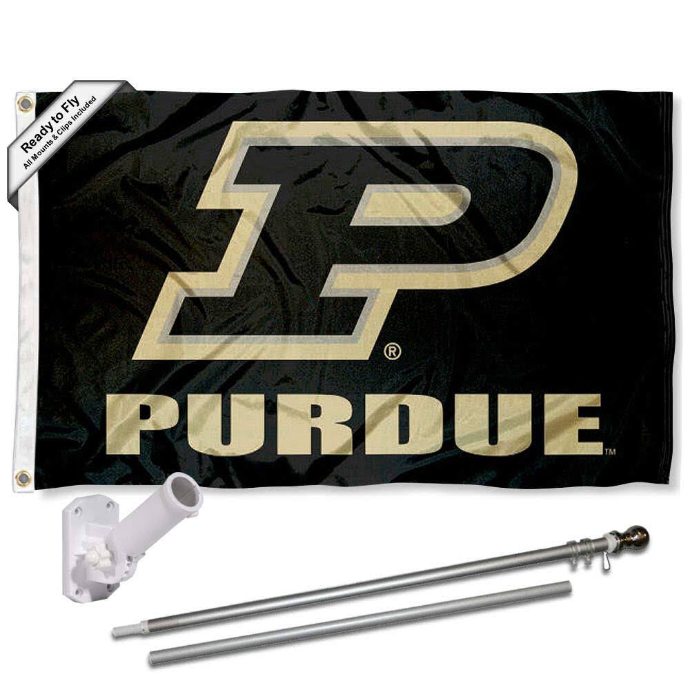 Purdue Boilermakers Slanted P Flag Bracket and Pole Set