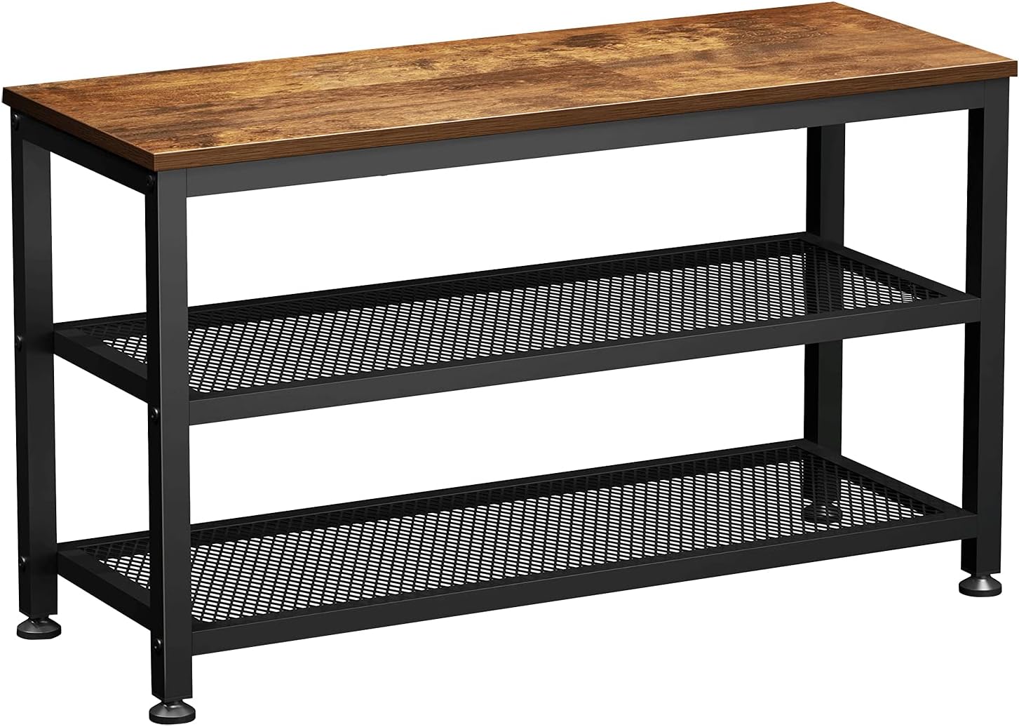 JOISCOPE Shoe Bench, 2-Tier Industrial Shoe Storage Rack with Seat for Small Spaces, Entryway, Foyer, Hallway(Vintage Oak Finish)