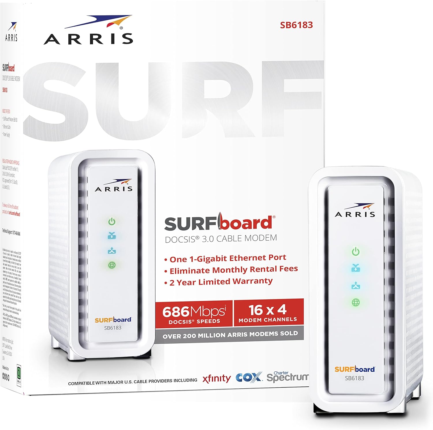 ARRIS® Surfboard® SB6183 Cable Modem, White Pack of 2