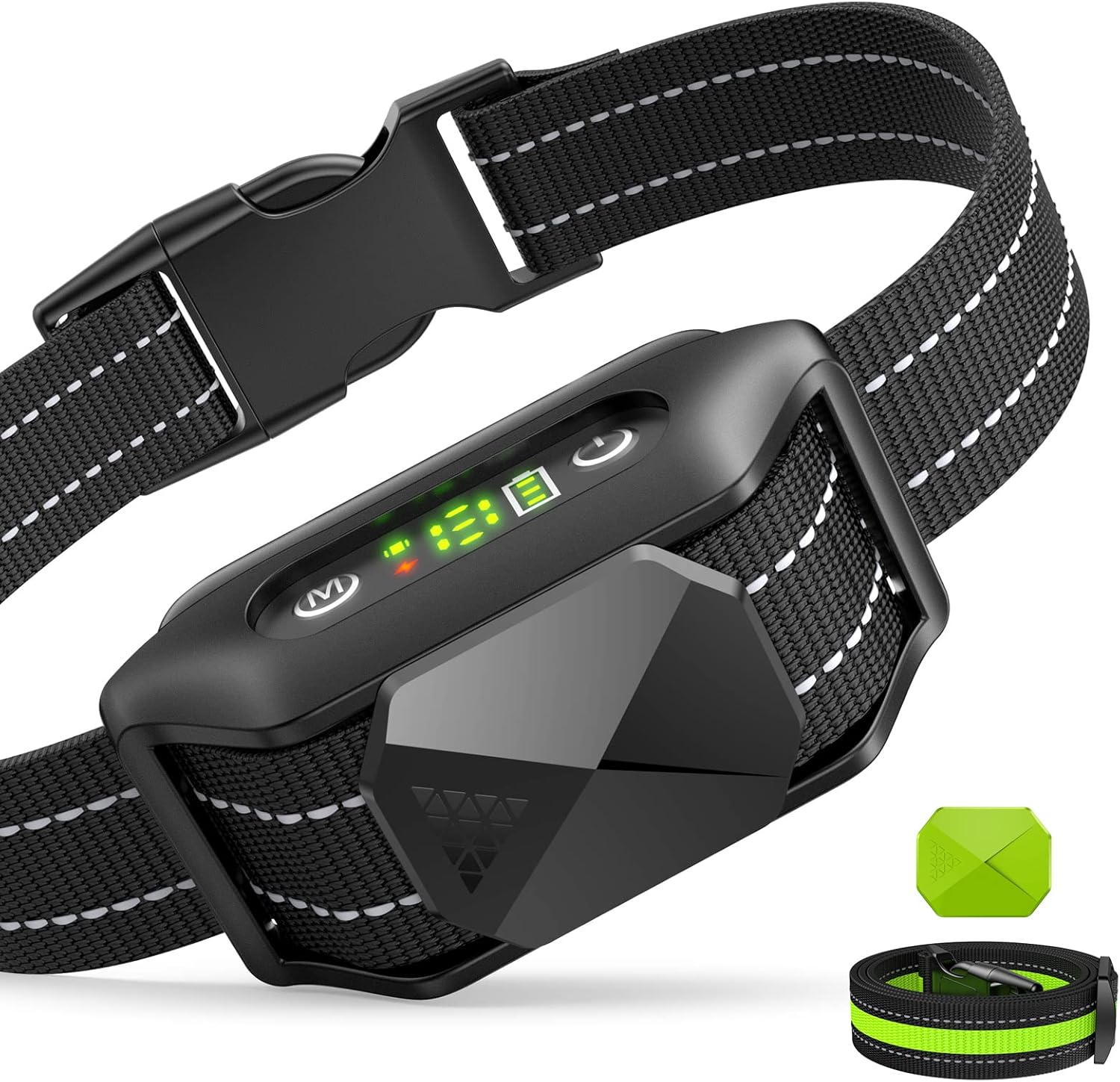 Dog Bark Collar for Small Medium Large Dogs,No Bark Collar with No Shock Mode,Rechargeable Anti Barking Collar with Beep Vibration Harmless Shock - Black