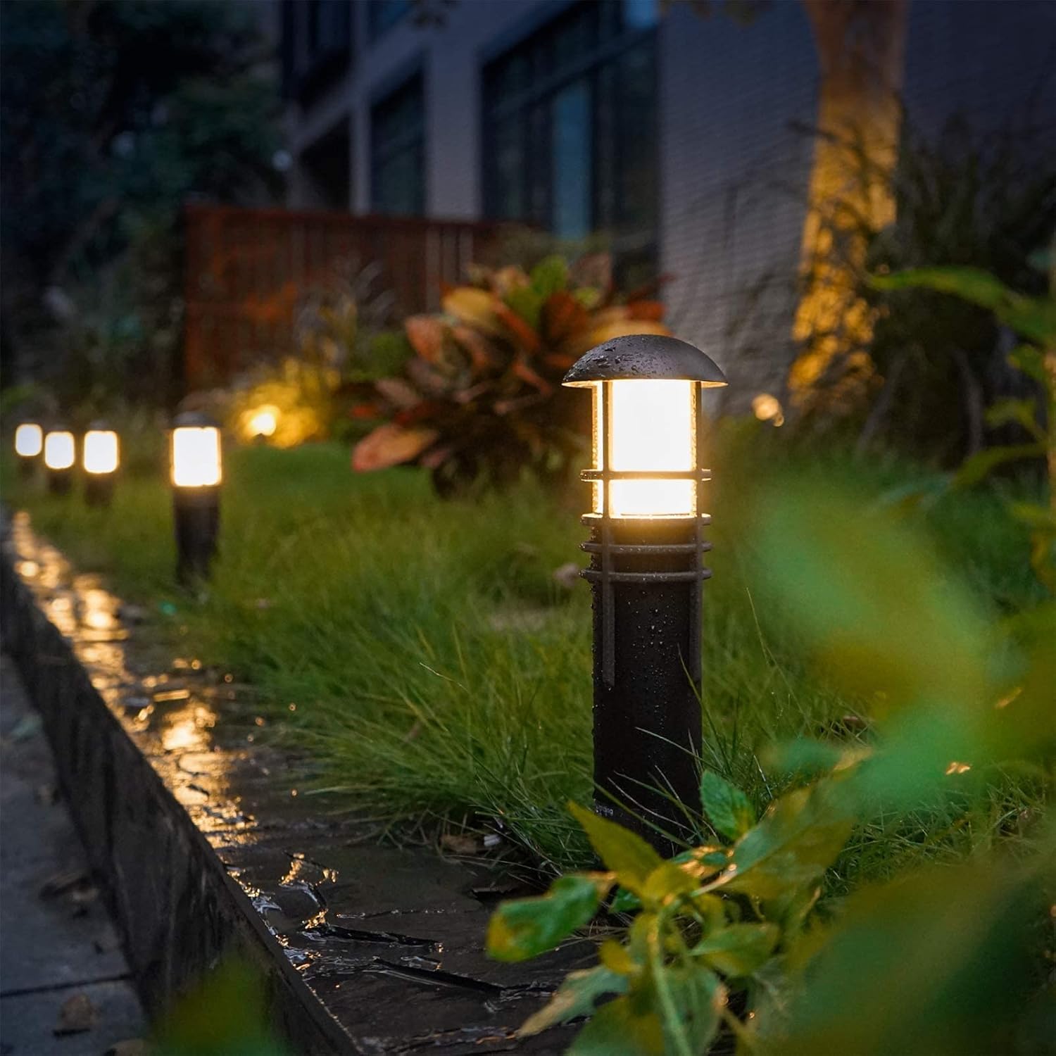 Malibu Aged Iron Collection LED Bollard Pathway Light Low Voltage Landscape Lighting Outdoor Bollard Lights for Lawn Patio Yard Walkway Driveway Pathway Garden Landscape, 8 Pack 8400-4320-08
