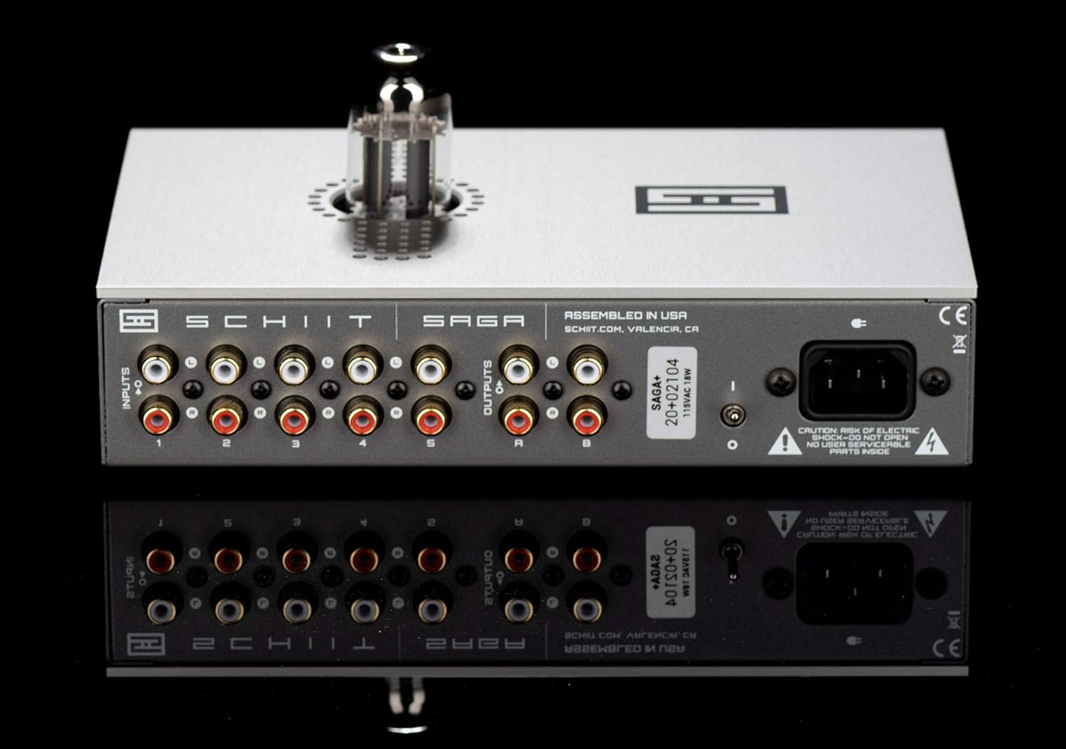 Schiit Saga Plus Active Passive Tube Hybrid Preamp with Remote Control (Silver)