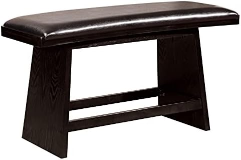 Furniture of America Omura Faux Leather Padded Dining Bench in Black