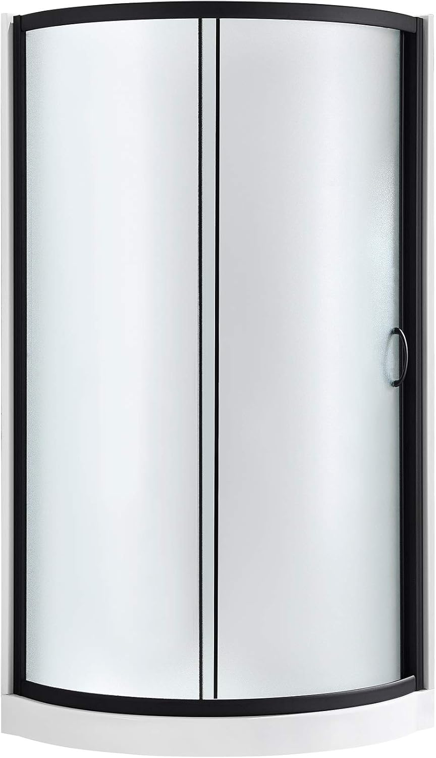 Ove Decors Breeze 32 in. Black Shower Kit Frosted Glass Panels, Walls and Base included