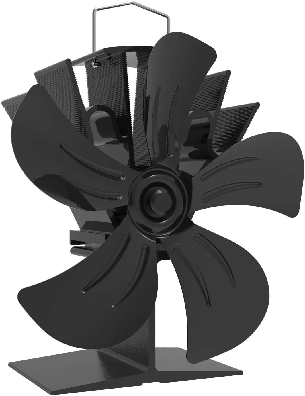 KINDEN Wood Stove Fan 5-Blade - Heat Powered Log Burner with Stove Thermometer (Aluminium Gold, Large Size) Patent Pending Pack of 2