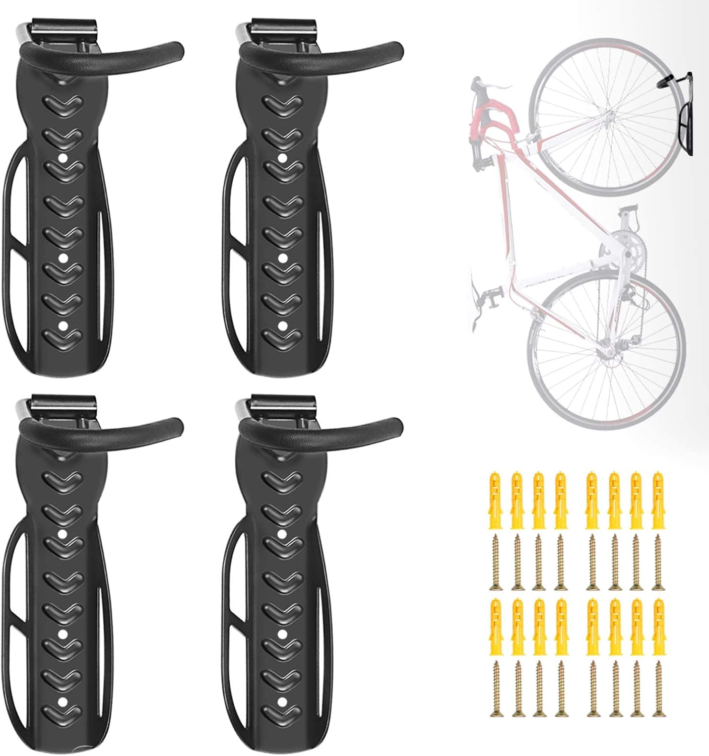 WINWEND Bike Mount Wall, 4PCS Garage Bike Rack Vertical Bike Hangers for Garage Indoor Bike Storage
