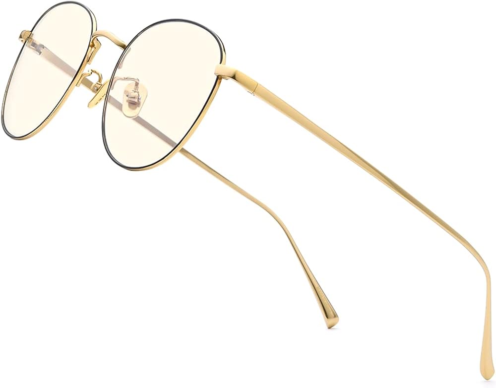 FONEX Aviator Blue Light Blocking Glasses for Men,Titanium Metal Frame Anti UV Protection Over Prescription Pack of 2