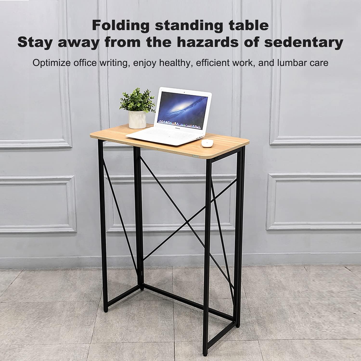 Foldable Stand-Up Desk, Folding Standing Desk for Laptop & Computer, Simple Home Office Computer Workstation, No Assembly Required & Space Saving Writing Table