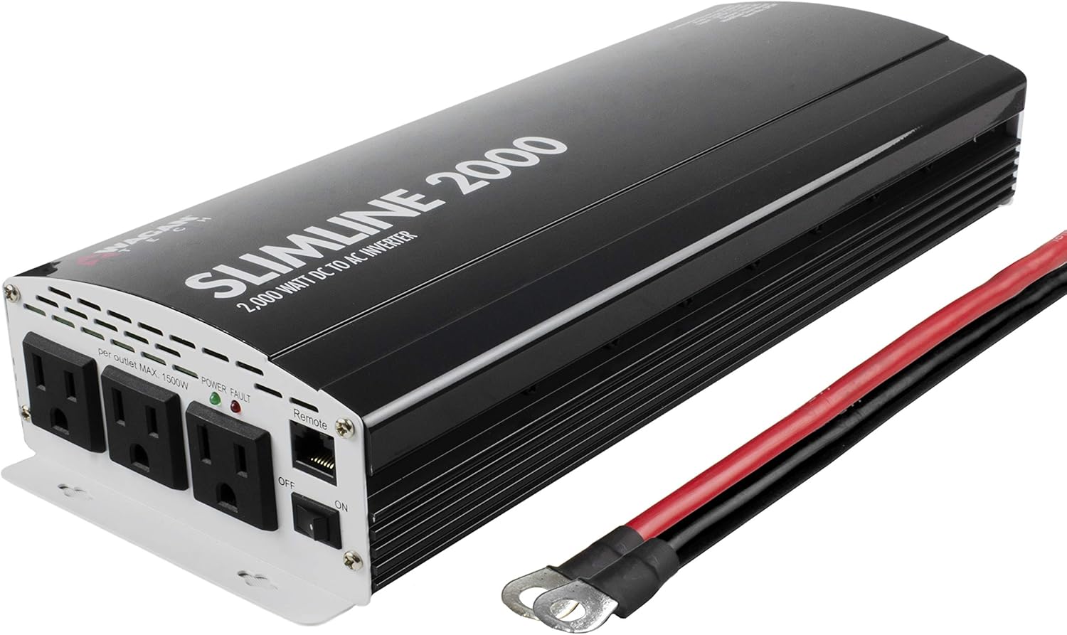 Wagan EL3724 2000W Slim Line 4500W Surge Peak, 12 Volt DC Input Power Inverter, Black