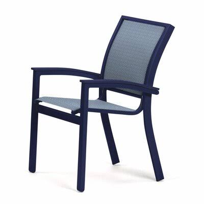 Bazza Stacking Patio Dining Armchair Telescope Casual Frame Color: Textured Silver, Seat Color: Jay