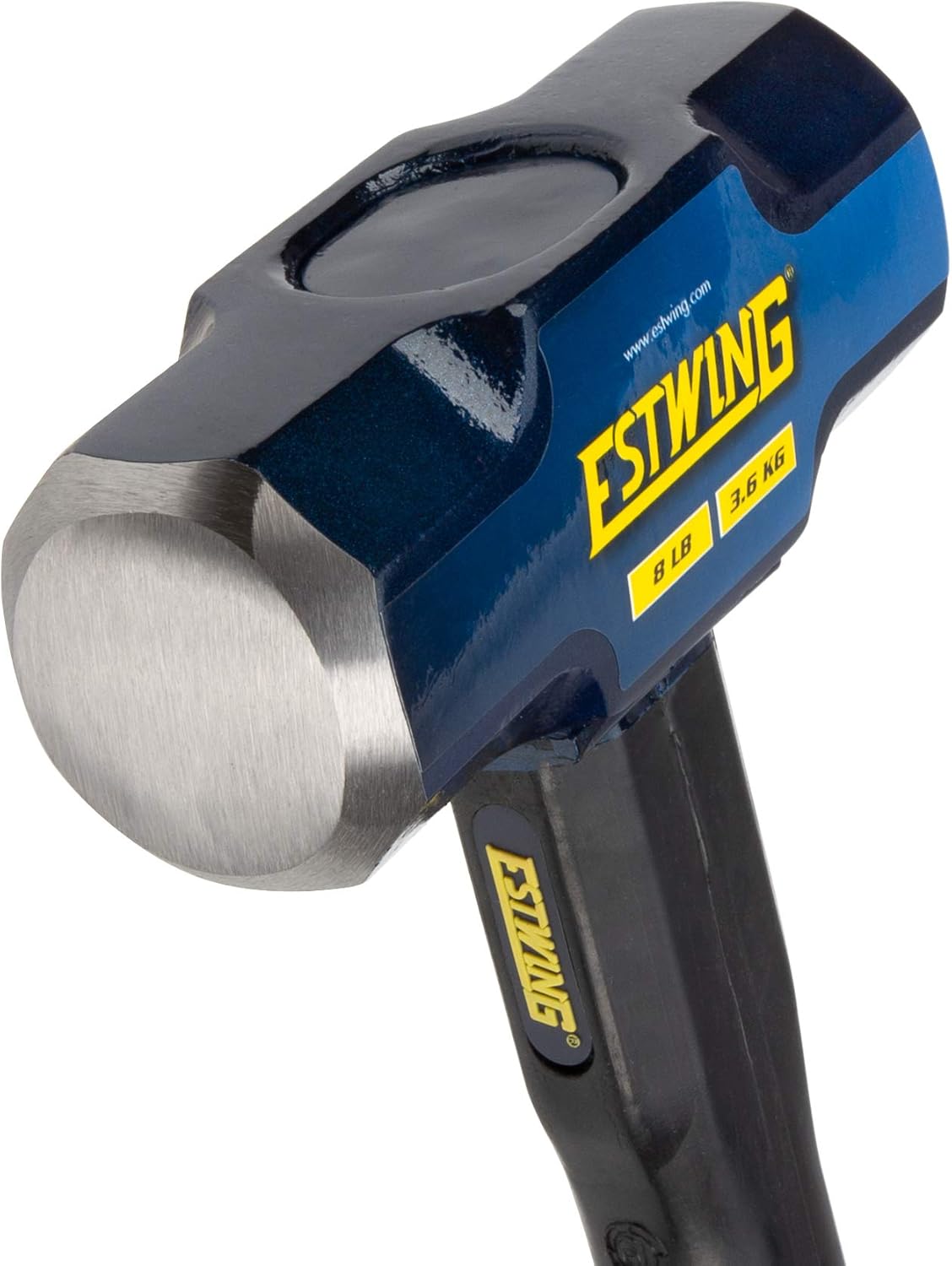 Estwing 8-Pound Hard Face Sledge Hammer for Demolition/Stake Driving, 50-55 HRC, Locked Steel Head, 24-Inch Indestructible Handle with Vulcanized Rubber Overlay, Reinforced Lanyard Hole