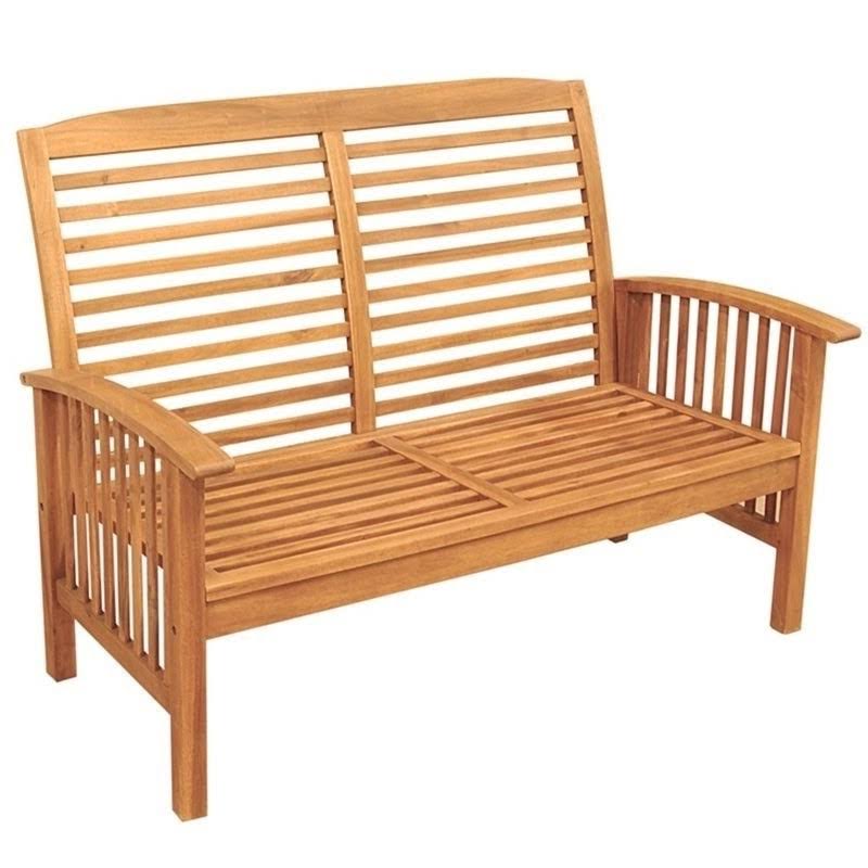 Afuera Living Solid Acacia Wood Outdoor Patio Loveseat in Brown