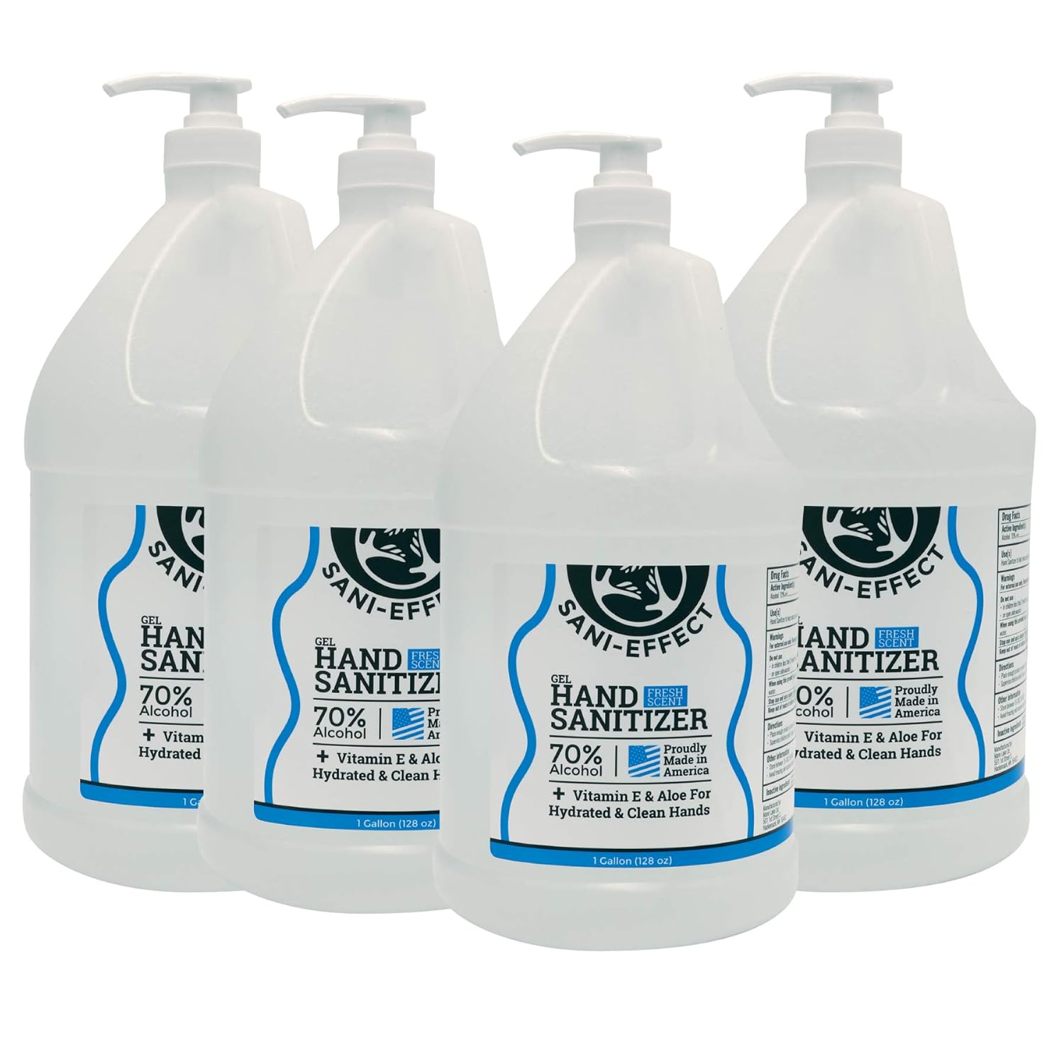 Fresh Scent Gel Sanitizer + Vitamin E & Aloe for Hydrated & Clean Hands - Gallon (128 Fl Oz (Pack of 4) With Pumps) Pack of 2