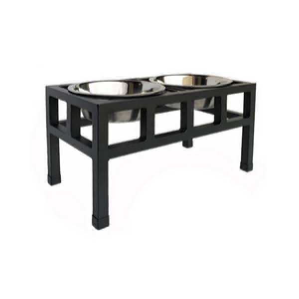 Pets Stop Four Square Double Diner Black / Large