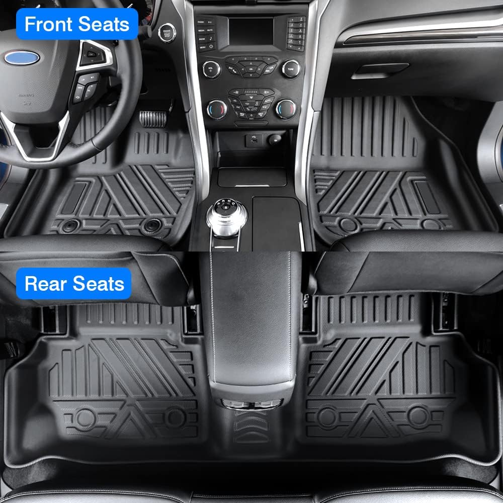 KUST Floor Mats for 2013- 2020 Ford Fusion / Lincoln MKZ Floor Liners All Weather Protection 2 Row Liner Set Black Non-Slip