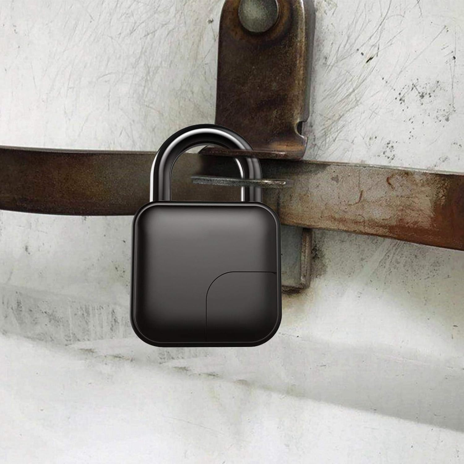 Dinctery, Fingerprint Electronic Lock, Waterproof USB Charging Fingerprint Padlock, with 3-Color Indicator Light for Office Warehouse Door Pack of 2