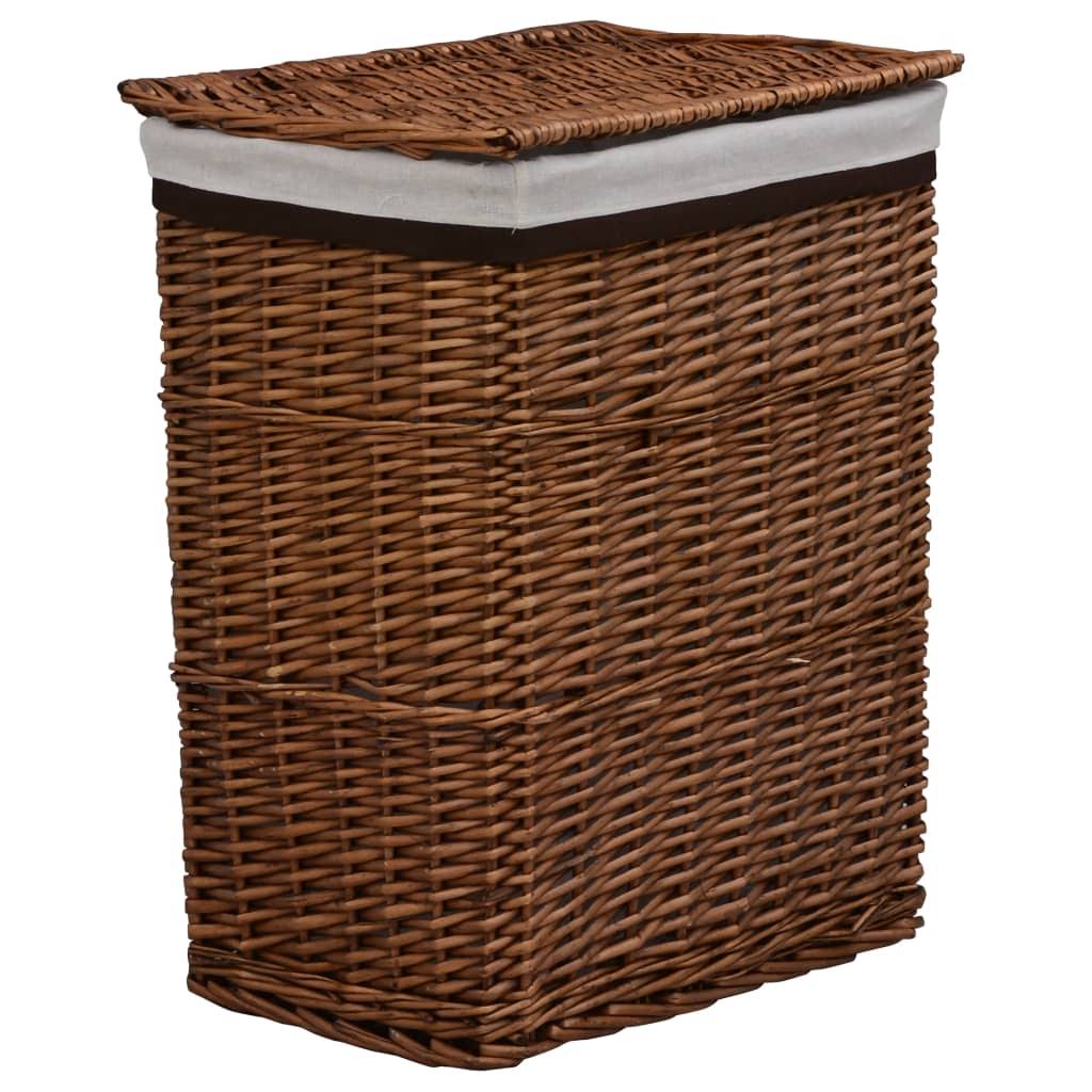 vidaXL Stackable Laundry Basket Brown Willow