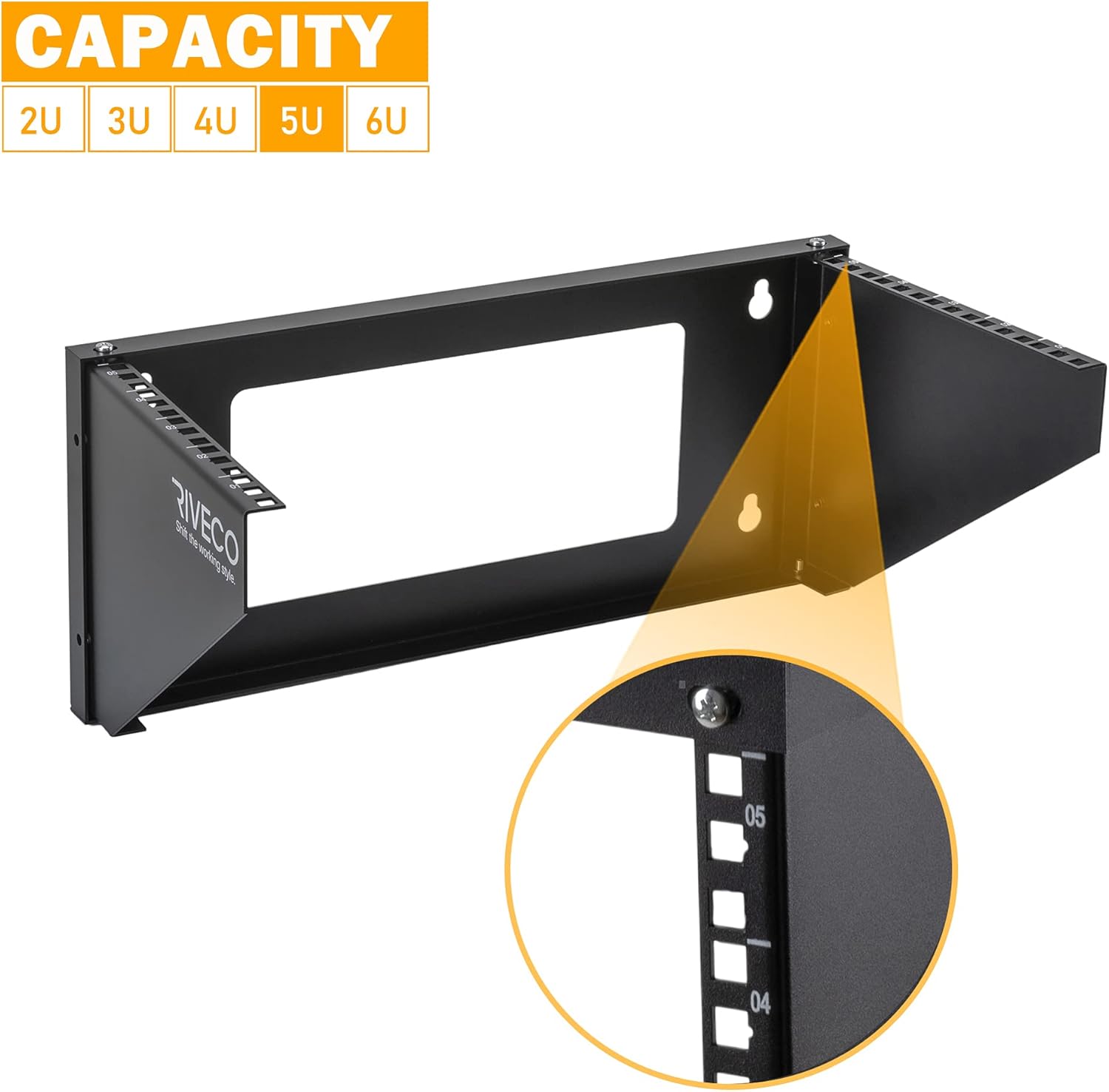 RIVECO 5U Wall Mount Patch Panel Vertical Bracket Firm Constructed Easy Assembly Narrow Space Mounting Rack for Networking Equipment Black Pack of 2