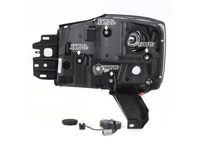 Fits 2004-2015 Titan / 04-07 Armada [C-Tube Style] LED Projector Black Headlights Left+Right Pair Set