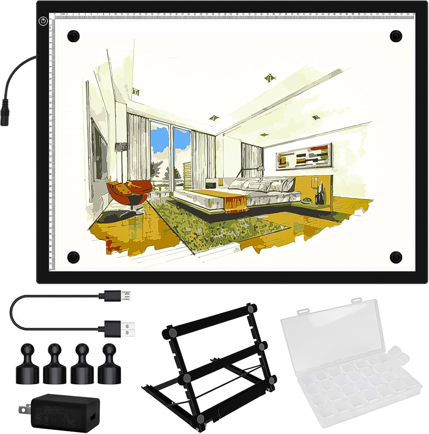 Kornculor A2 LED Tracing Board Ultra-Thin Light Box Eye-Friendly Light Pad Illumination Light Panel, Dimmable Brightness with Stand and Magnet, for Art Craft Drawing Stencil Sketching