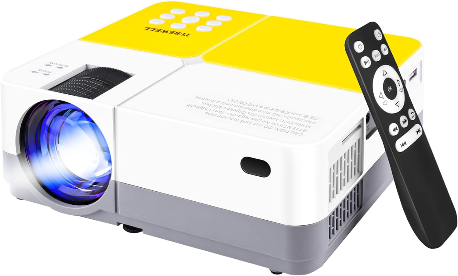 TUREWELL Mini Projector 2021 Upgraded Portable Video Projector, 55000 Hours Full HD 1080P Supported Multimedia Home Theater Movie Projector Compatible with PS4/HD/VGA/AV/USB/SD Card/Headphone Pack of 2