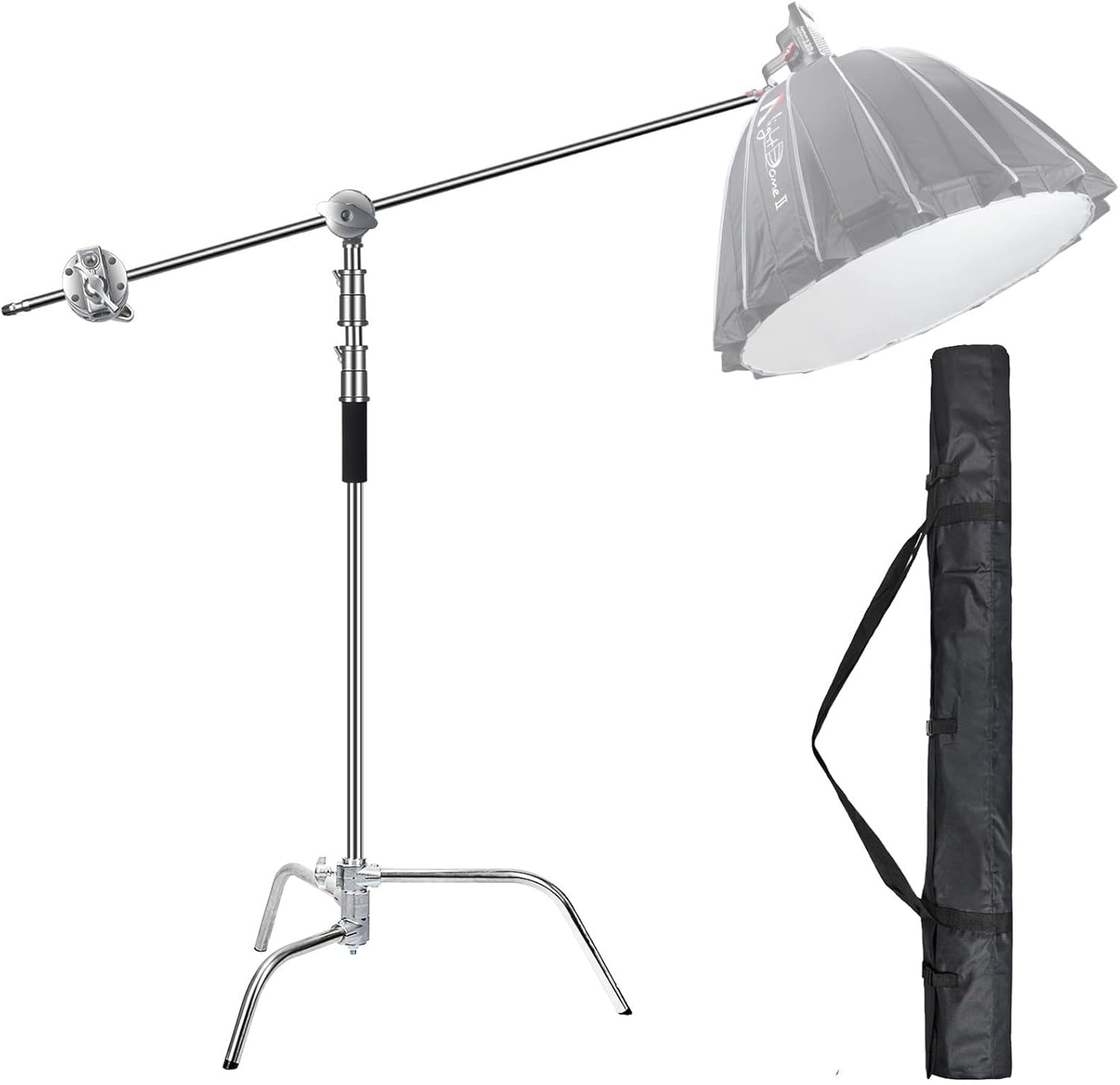 EACHSHOT C Stand Heavy Duty 100% Metal Max 10.8ft/330cm w/Holding Arm Light Stand cStand w/Boom Arm 2 Pcs Grip Head for Godox Aputure Amaran Nanlite Photography Photo Studio Video Reflector Monolight