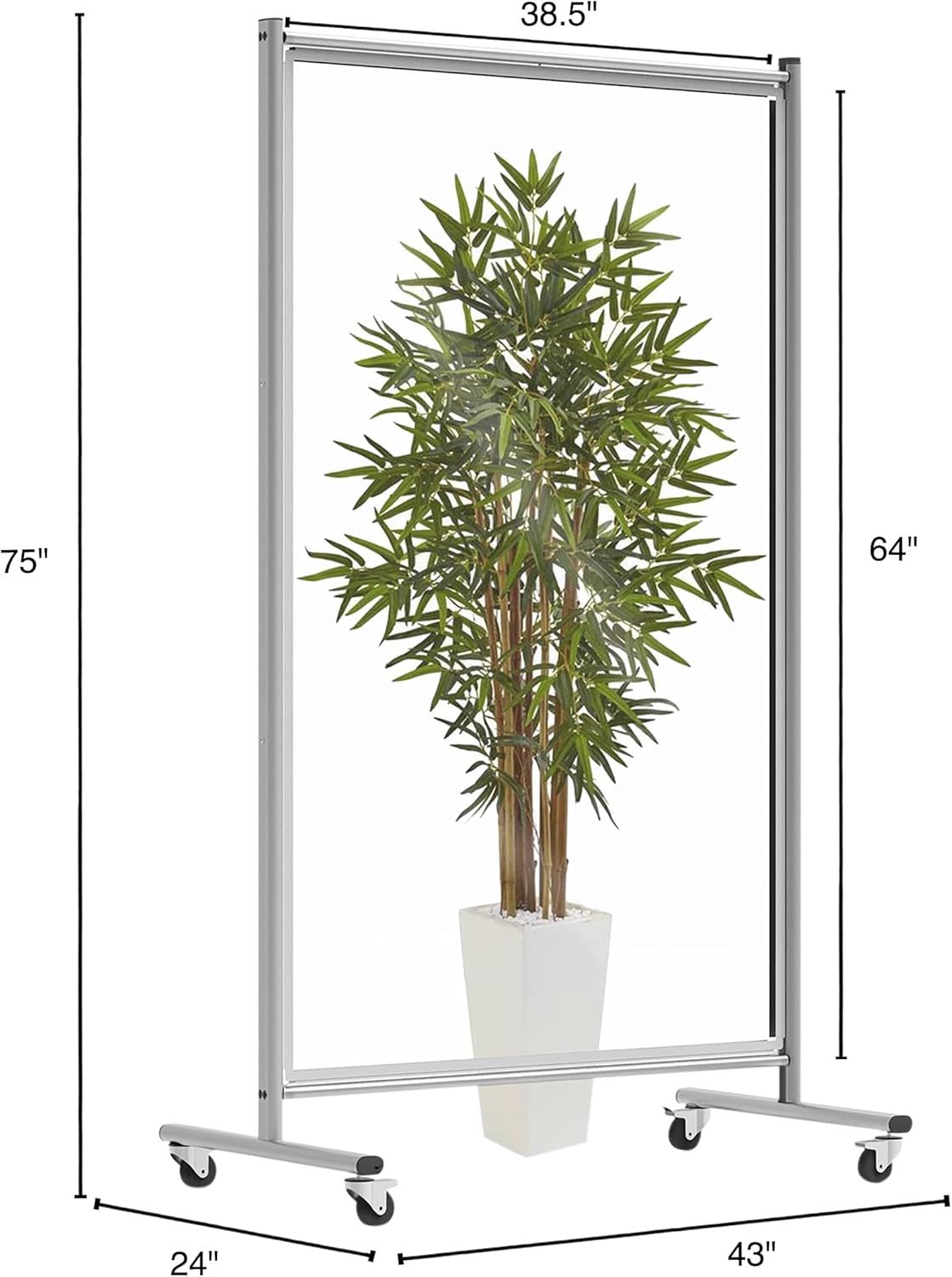 Stand Up Desk Store Rolling Mobile Clear Acrylic Room Divider Office Desk Partition Sneeze Guard (40