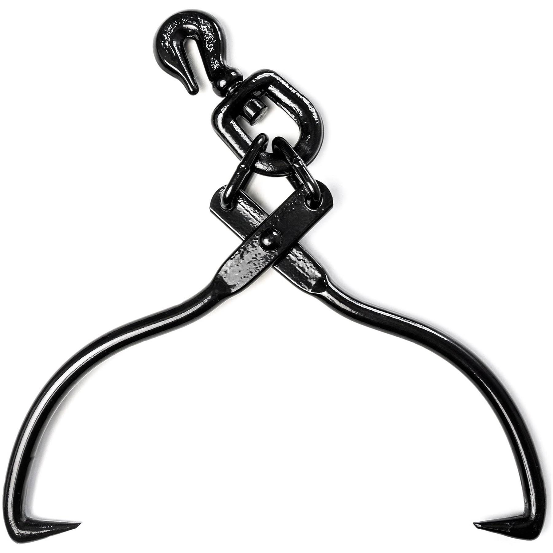 Biltek Swivel Grab Skidding Tongs - 20 inch Jaw Opening Log Chain Grabber with and Pre-attached Hook, Black LG201