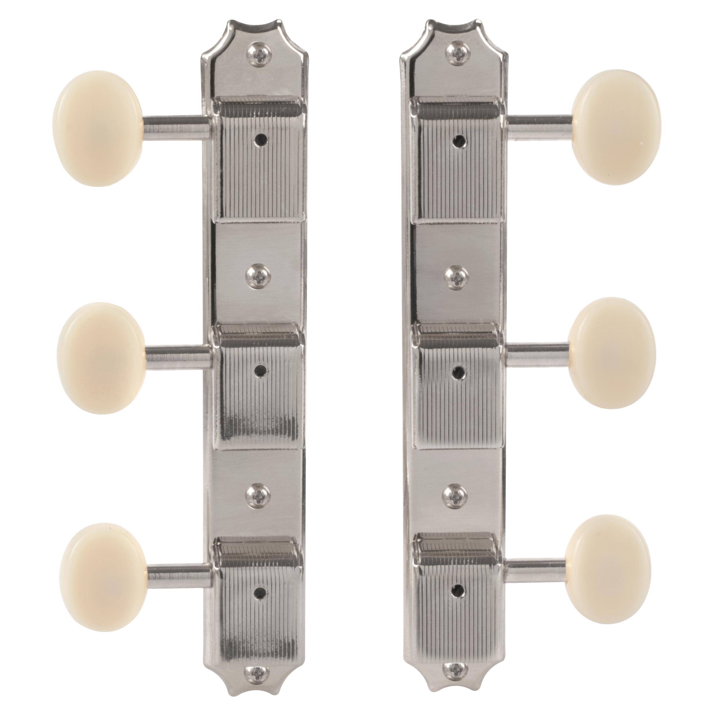 Golden Age Vintage-Style 3-On-Plate Tuners, Nickel from StewMac. Golden Age Parts + Hardware