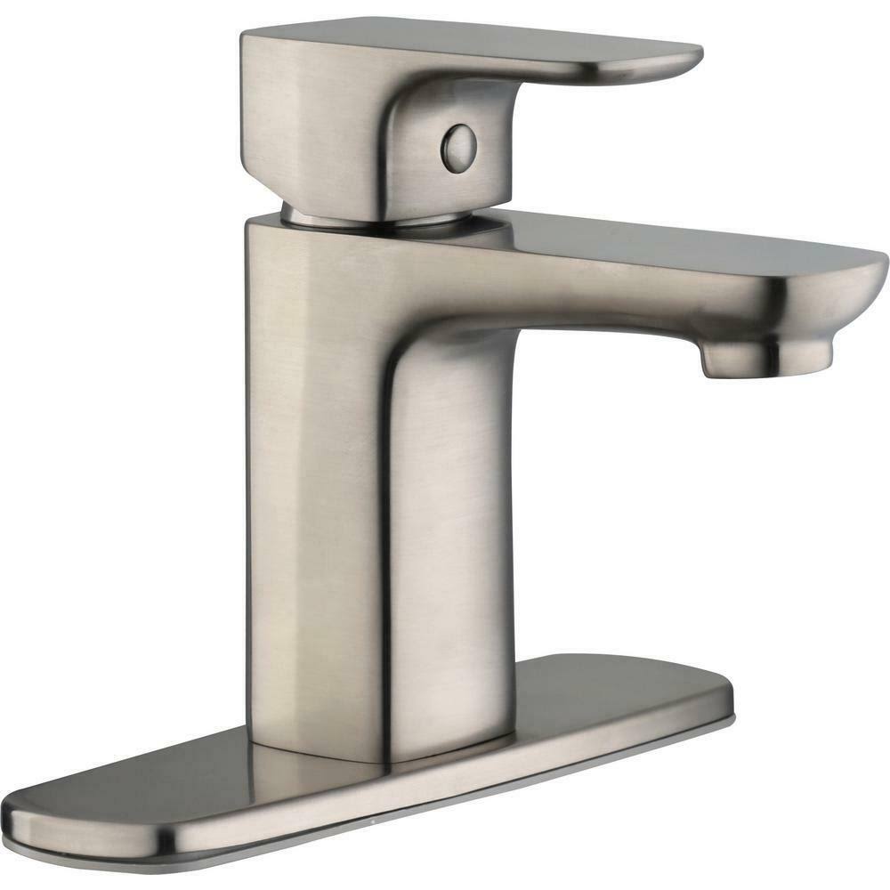 Glacier Bay Contemporary Single Hole Single-Handle Low-Arc Bathroom Faucet in Brushed Nickel