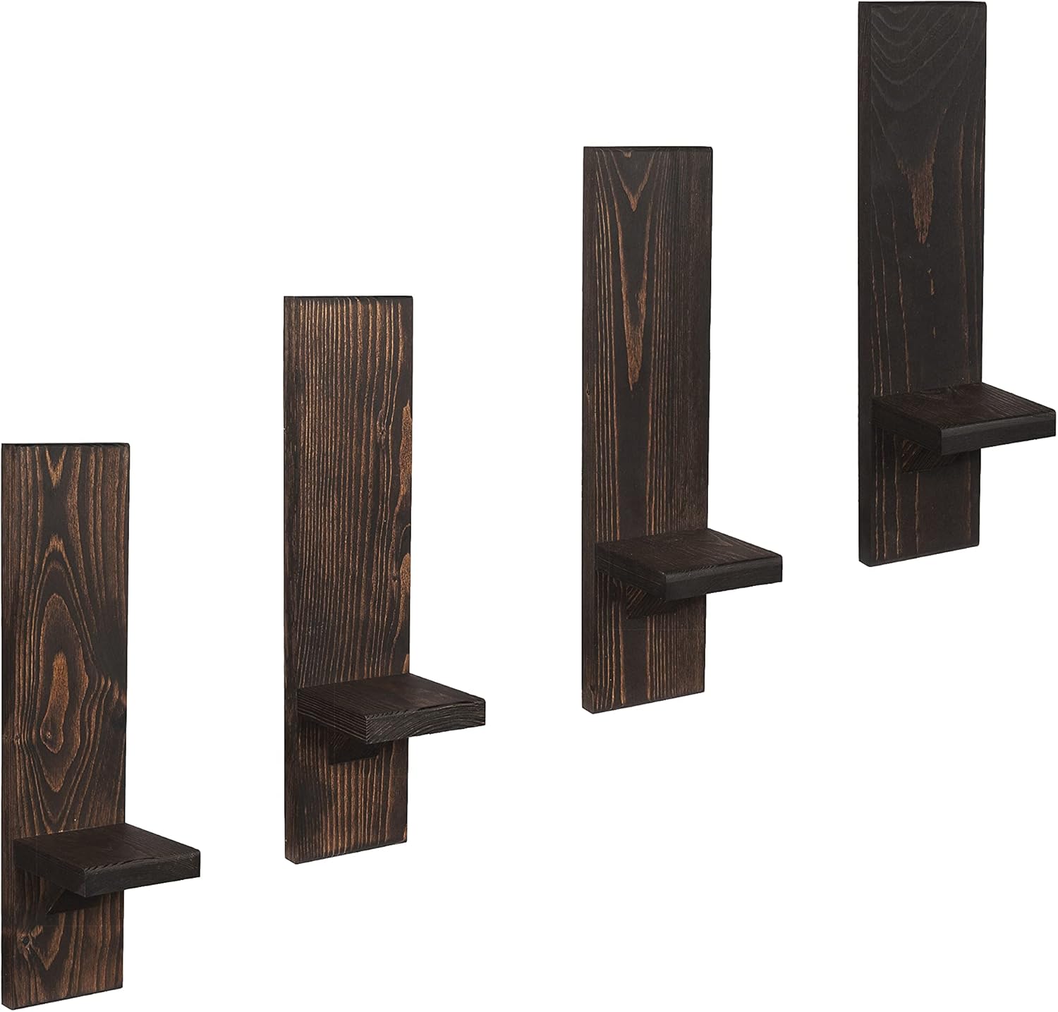 Local Beavers Decorative Wall Holders and Candle Sconces, Wooden Wall Mounted Hanging Shelves - Set of 4 (Golden Oak/Brown) Pack of 2