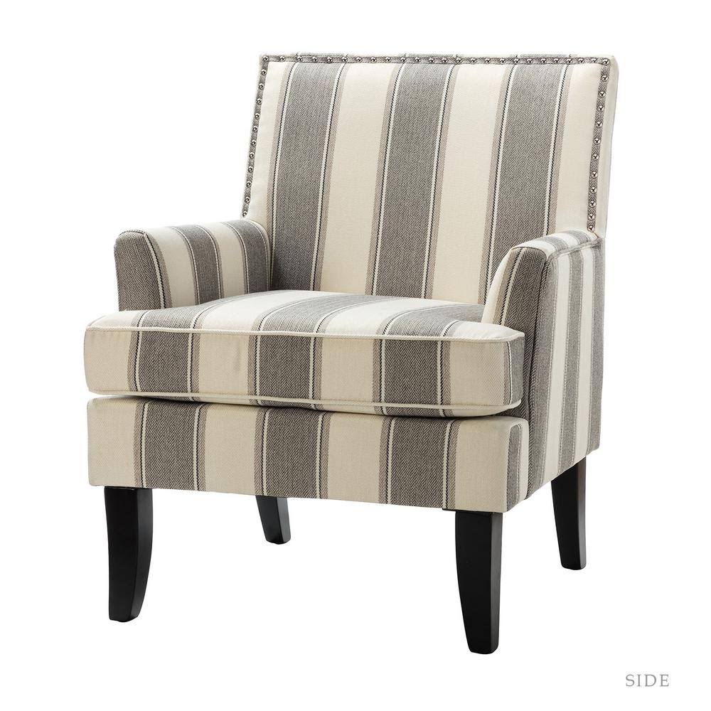 Jayden Creation Herrera Black Leg Grey Nailhead Arm Chair