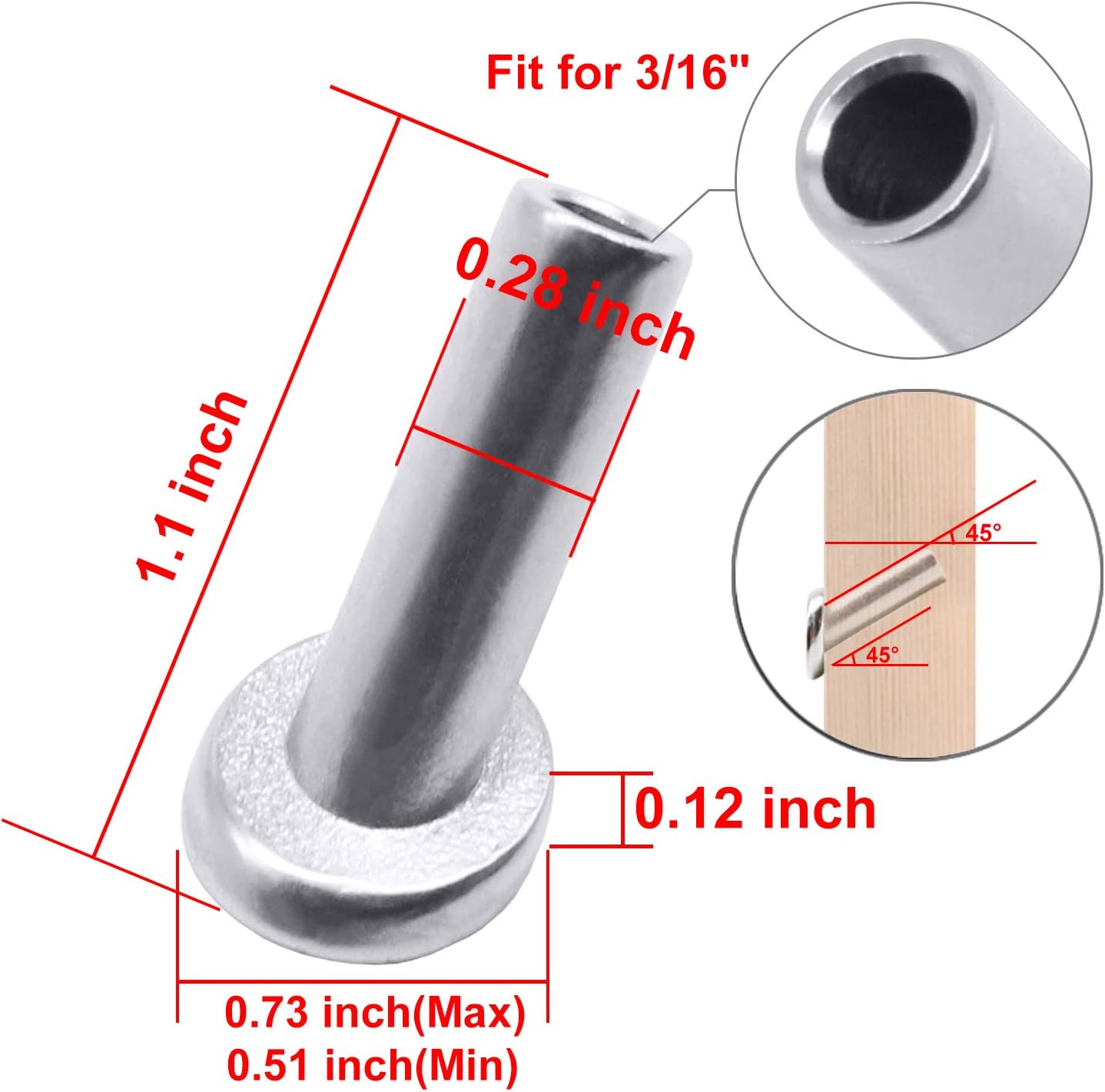 [Patent Design] CKE 40 Pack 45 Degree T316 Marine Grade Stainless Steel Angle Beveled Protector Sleeves Wood Post Protector for 1/8