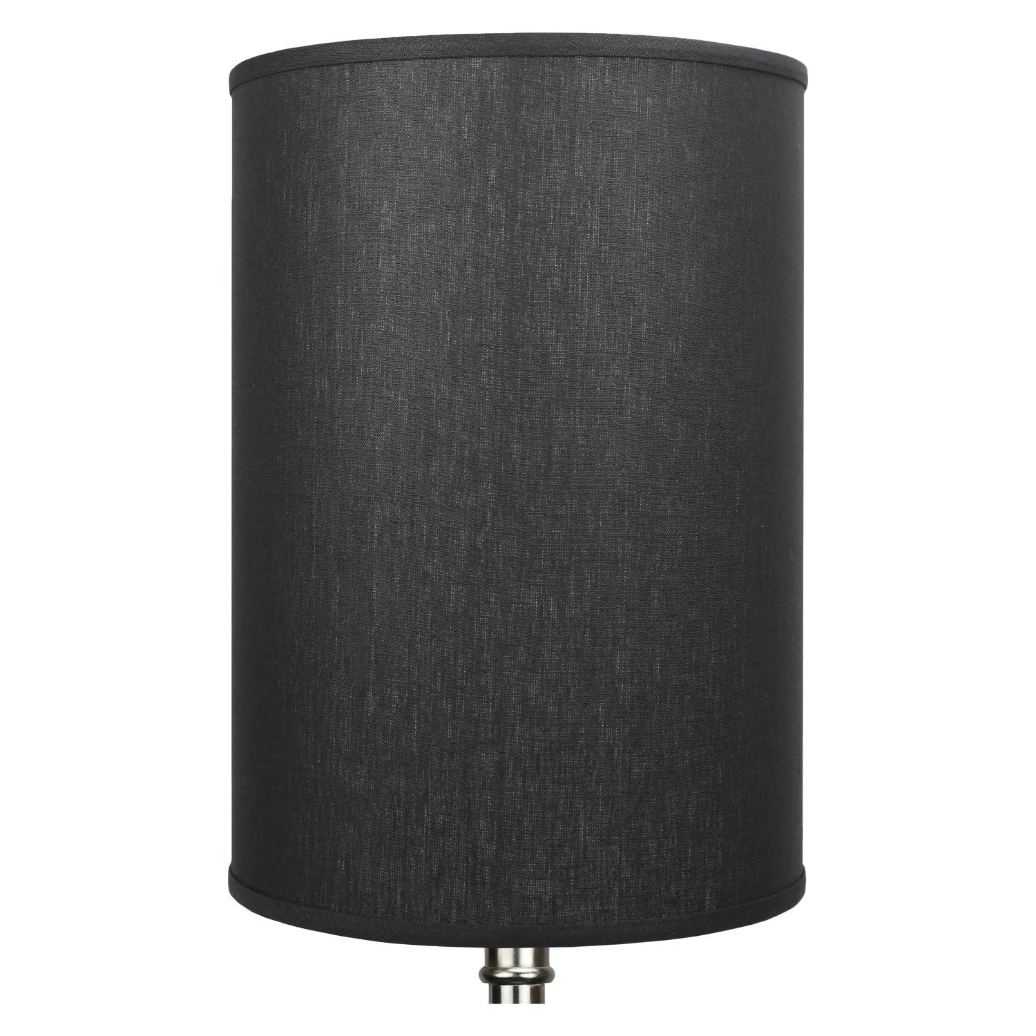 FenchelShades.com 14 in. Top Diameter x 14 in. Bottom Diameter x 20 in. Height Designer Linen Black Drum Lamp Shade, Black/Nicke