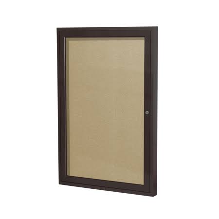 Pb13630vx-181 Ghent 1 Door Enclosed Vinyl Bulletin Board with Bronze Frame Wall Mounted TackBoard, 36 in H x 30 in W, Caramel, S
