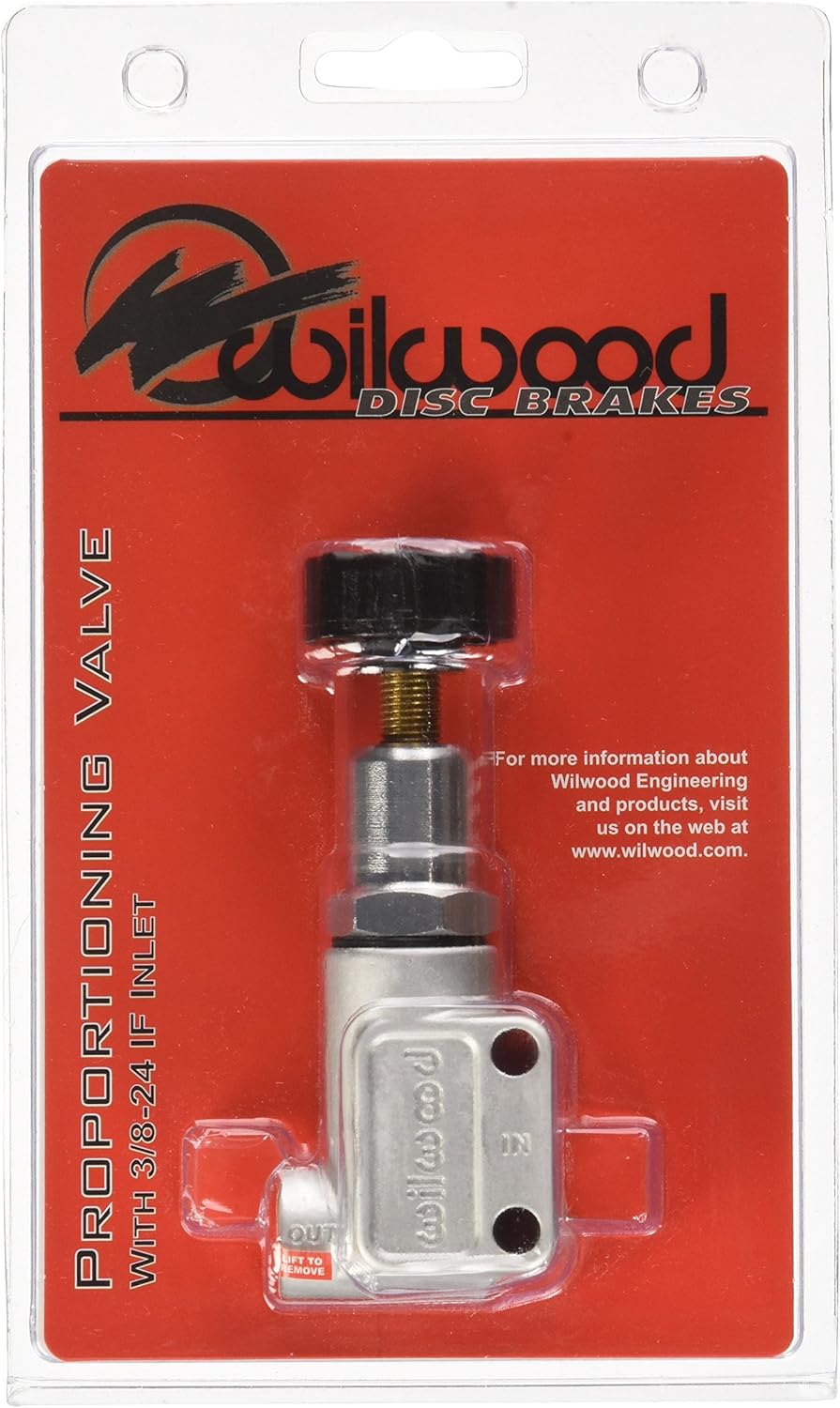 Wilwood Proportioning Valve, 3/8-24 in Inverted Flare Female Inlet, 3/8-24 in Inverted Flare Female Outlet, Adjustable 100-1000 psi, Knob Type, Aluminum, Each, Natural