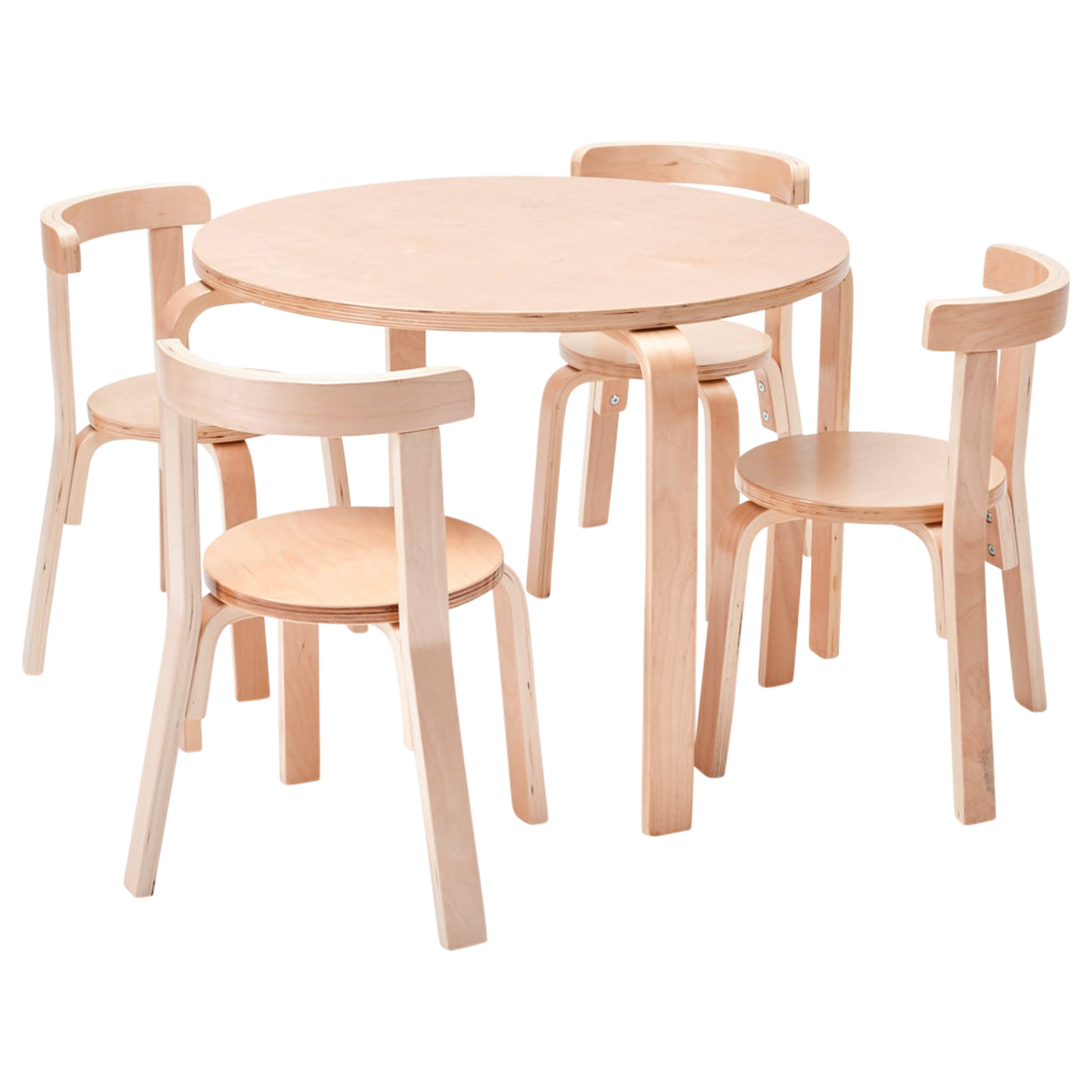 Bentwood Table and Curved Back Chair Set - Natural