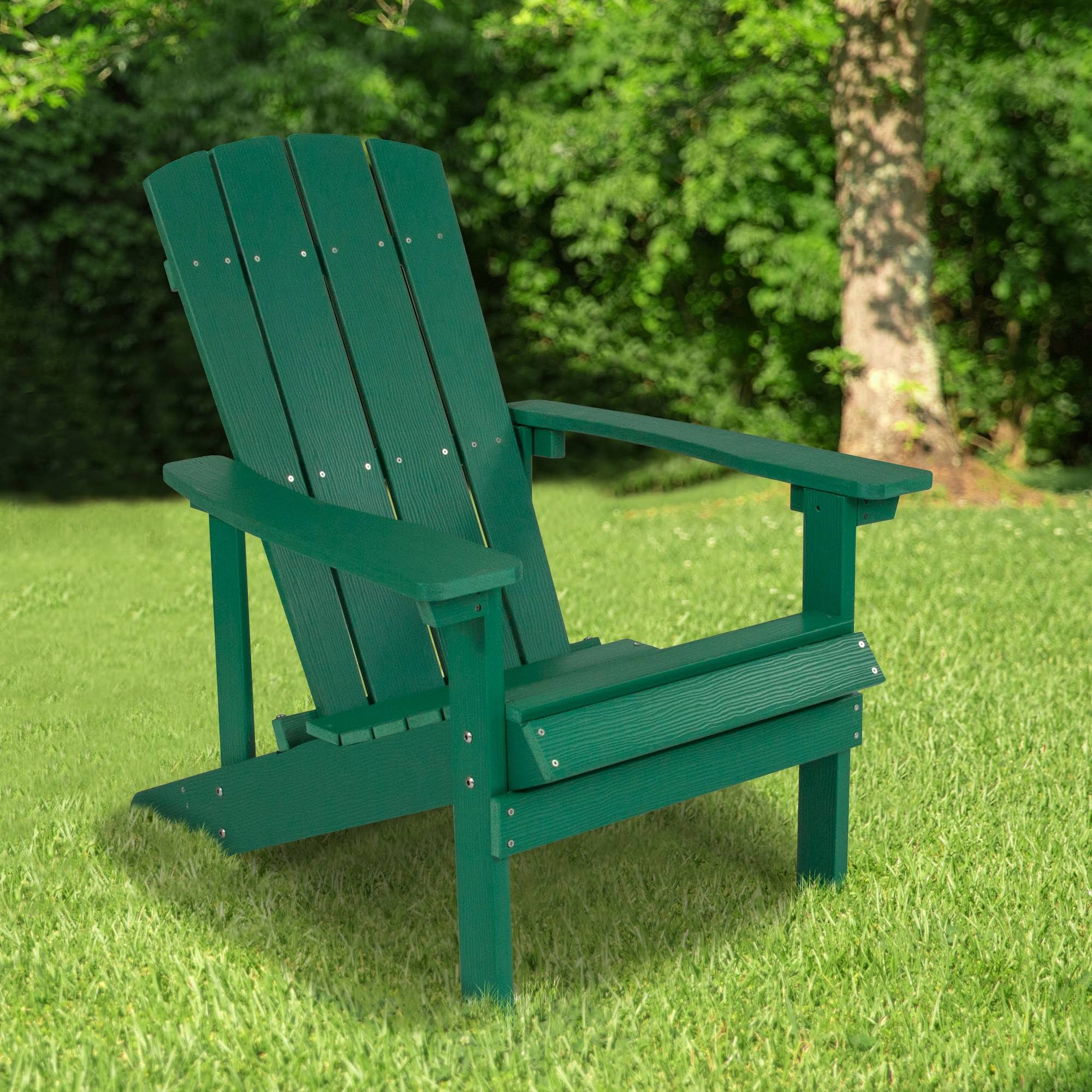 Emma and Oliver All-Weather Adirondack Chair in Green Faux Wood