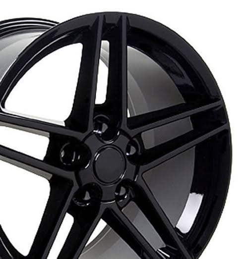 Fits Corvette Wheel C6 Z06 Rim - CV07A 17x9.5 Black Corvette Rim