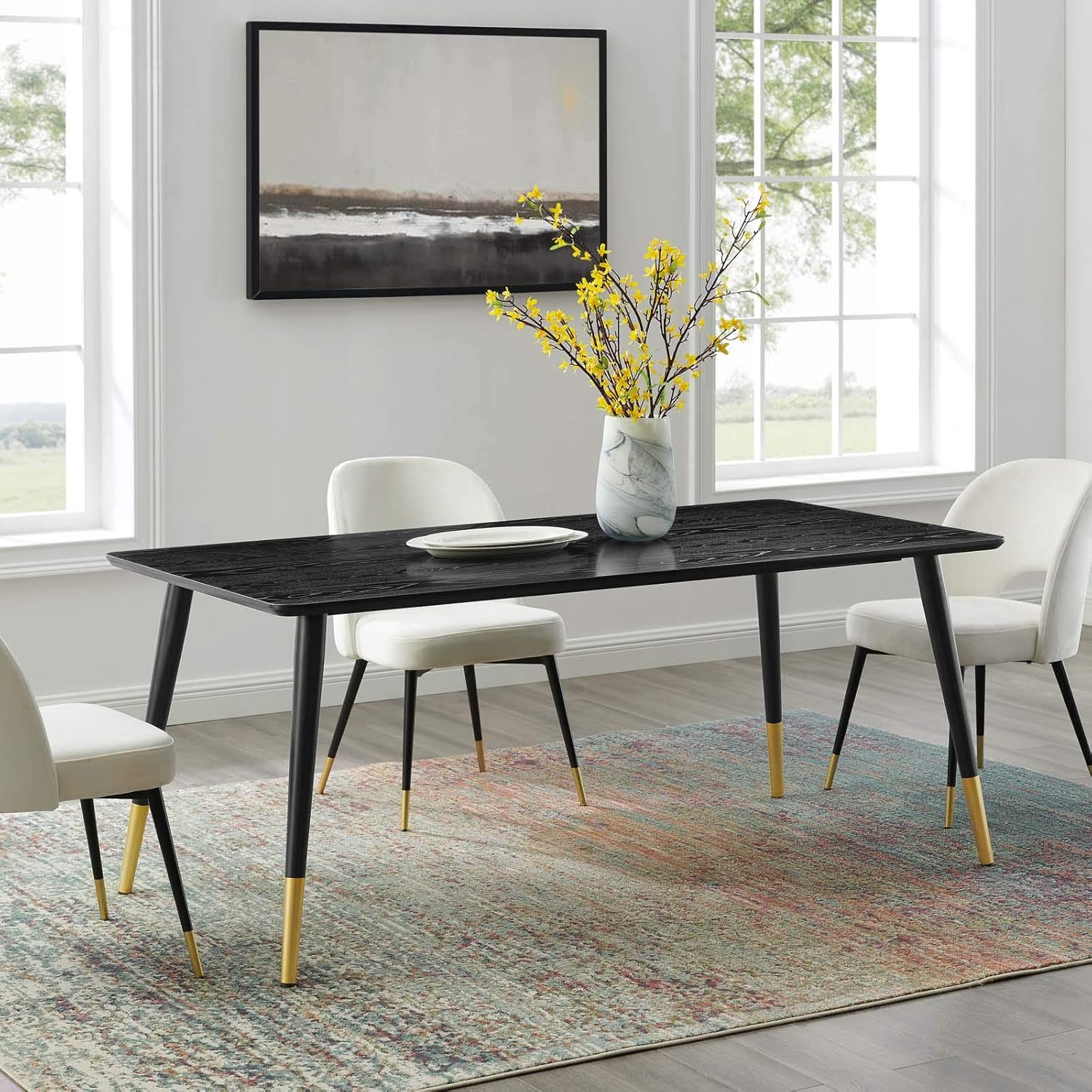 Modway Vigor Rectangular Dining Table, Black