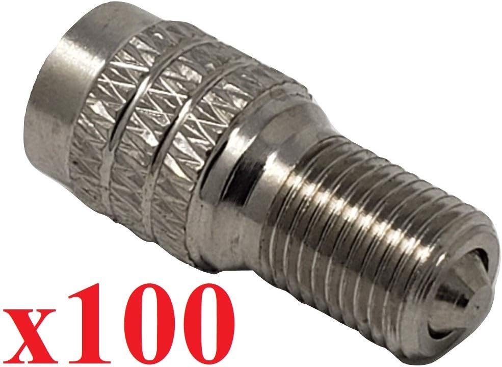 Muzzys (Pack of 100) Double Seal Flow Through Valve Stem Tire Caps, Inflate Thru for High Pressure Truck Car RV Semi Bus Tires -INFLATE Tires and Check Pressure Without Removing The CAPS!- V2B DS-1