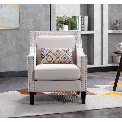 Brance 26.7x22 Wide Linen Wingback Chair Red Barrel Studio Fabric: Beige 100% Linen