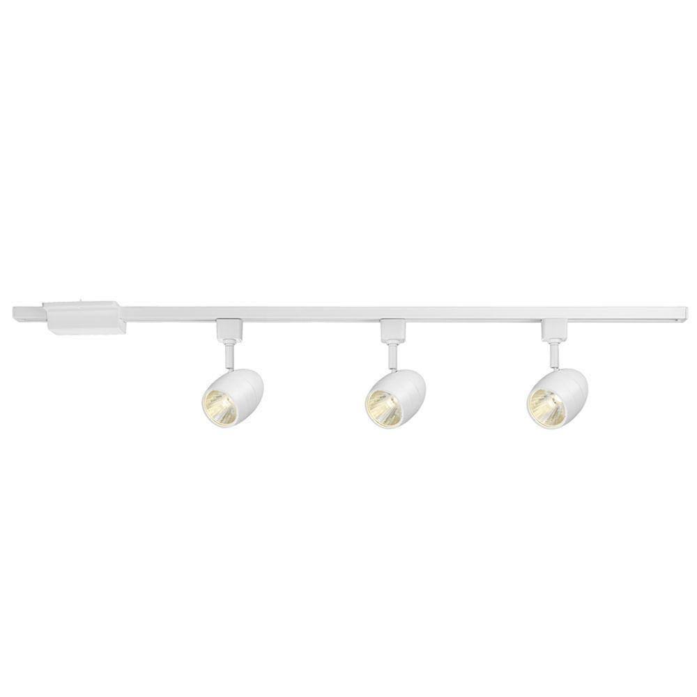 Hampton Bay 4 ft. 3-Light White Integrated LED Linear Track Lighting Kit with Round Back Heads