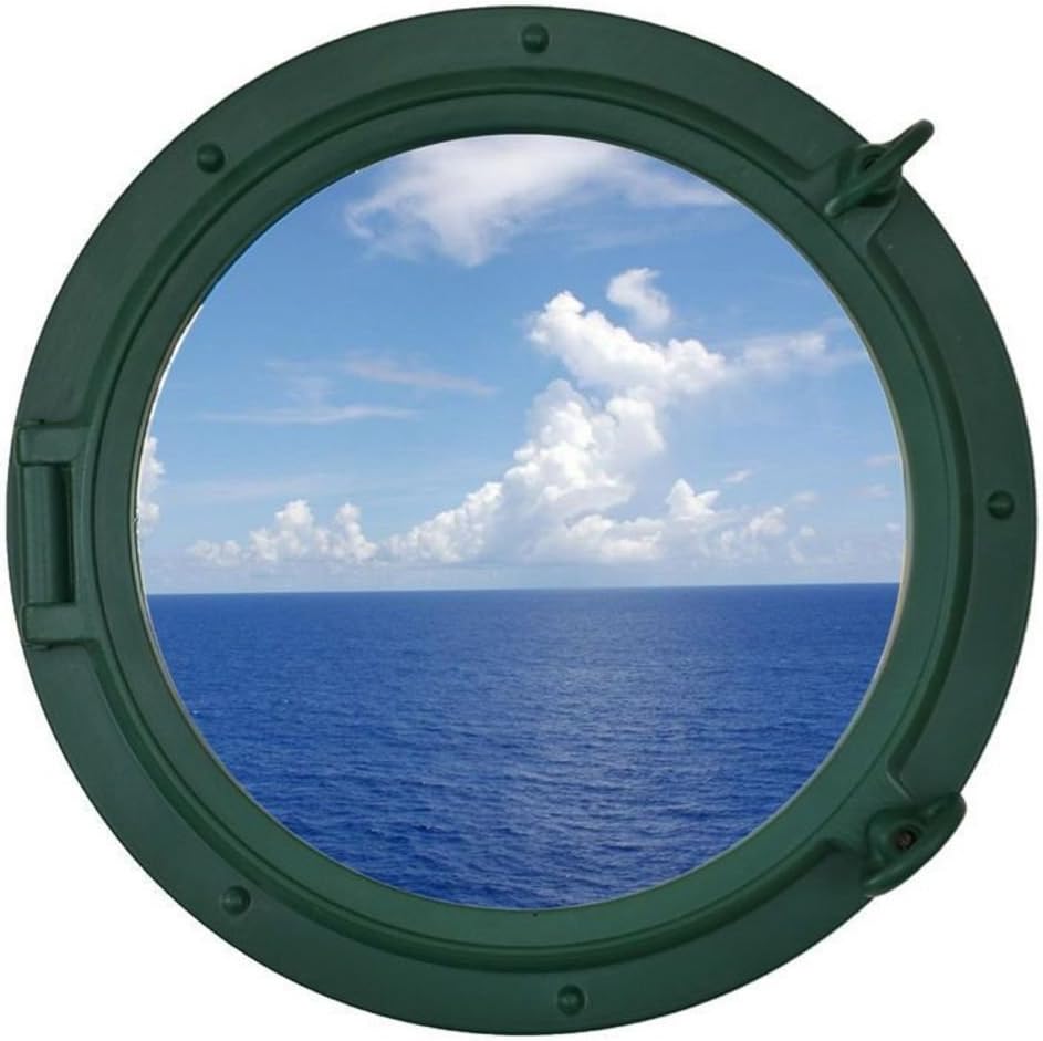 Hampton Nautical Seaworn-Green-Porthole-W-15 Seaworn Green Ship Porthole Window 15
