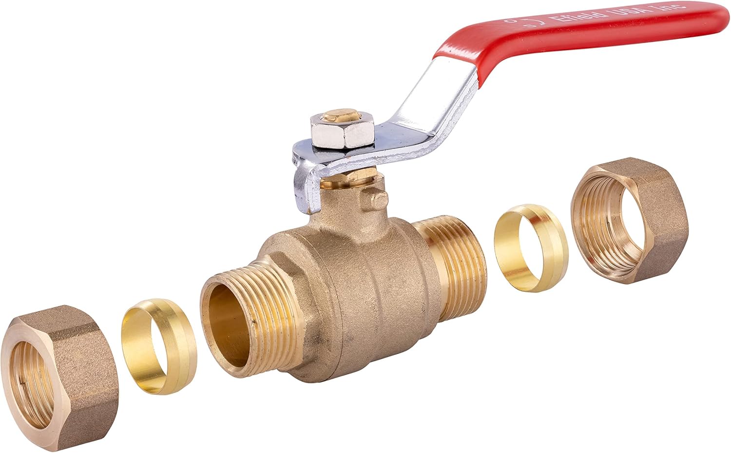 (Pack of 10) EFIELD 1/2 Inch Compression Heavy Duty Full Port Brass Ball Valve, Lead Free