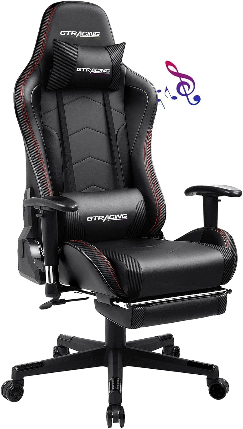GTRACING Gaming Chair with Speaker and Footrest Office Computer Chairs Music Video Gamer Chair Heavy Duty Ergonomic Computer Office Desk Chair Purple
