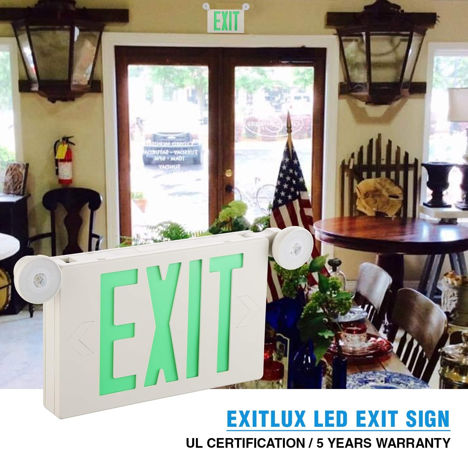 EXITLUX 12 Packs LED Exit Sign with Emergency Lights and Back Up Batteries-UL Standard Red or Green Emergency Exit Sign Lighting,Emergency Lights for Business