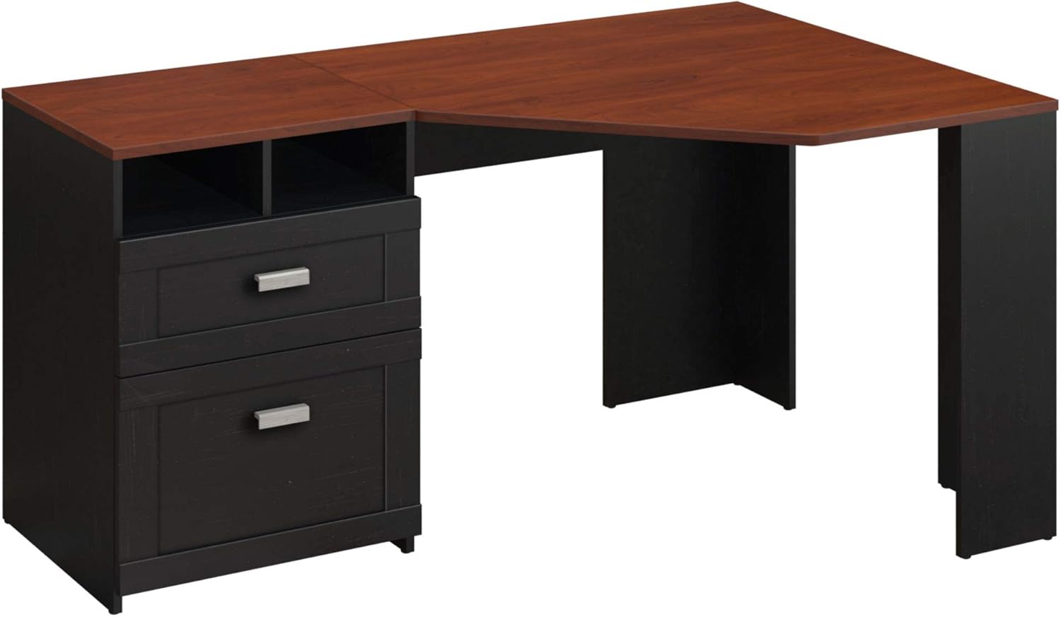 Bush Furniture Wheaton Corner Desk, Antique Black/Hansen Cherry