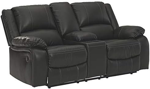 Signature Design by Ashley Calderwell Reclining Loveseat with Console in Black